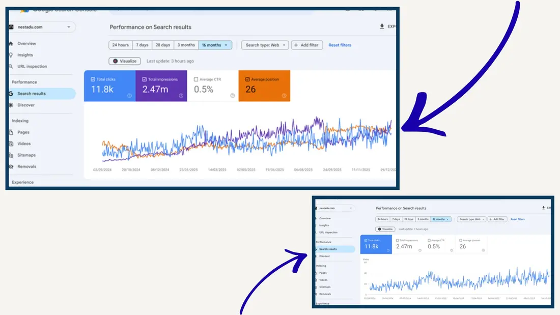 Search performance growth verified in Google Search Console