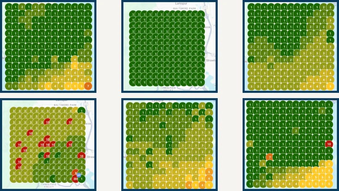 More before/after Google Business Profile rank grids